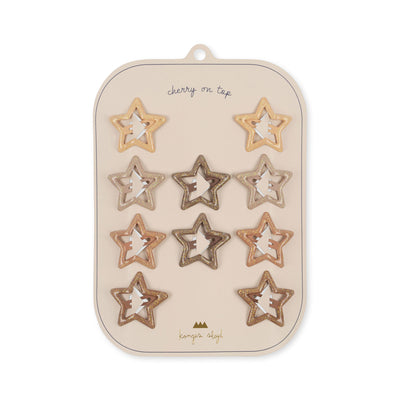 10 Pack Junior hair clips star glitter (KS4782)